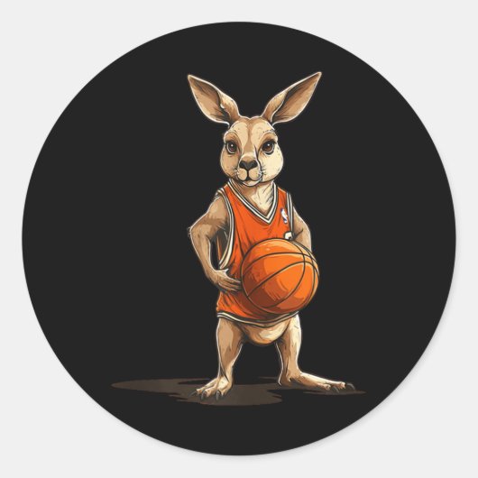 Funny Kangaroo With Basketball Costume For Man And ラウンドシール (正面)