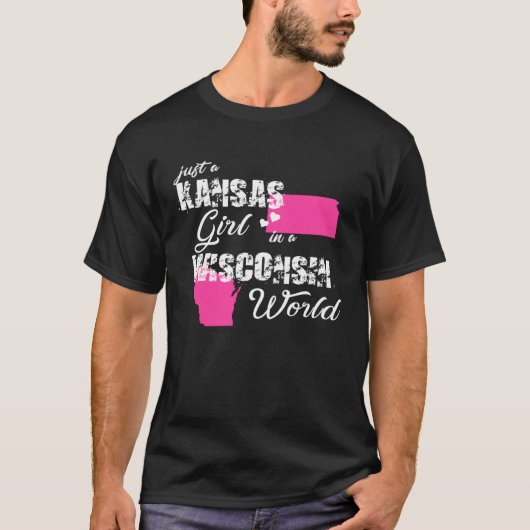 Funny Kansas Shirts Just a Kansas girl in a Wiscon Tシャツ (正面)