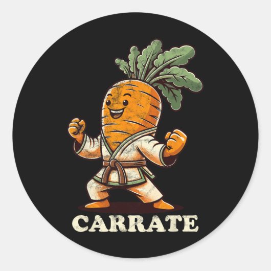Funny Karate Carrot Carrate Karate Trainer Karate  ラウンドシール (正面)