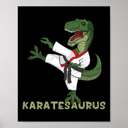 Funny Karate Dinosaur Karatesaurus T-rex Graphic K ポスター (正面)
