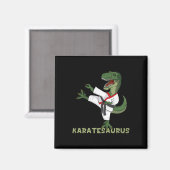 Funny Karate Dinosaur Karatesaurus T-rex Graphic K マグネット (正面/裏面)