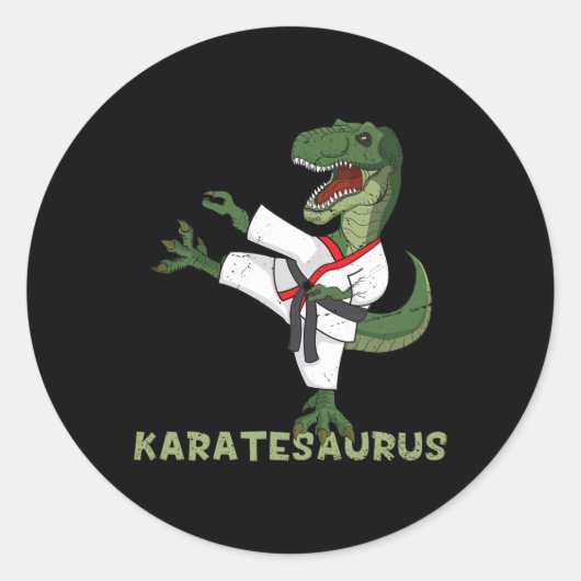 Funny Karate Dinosaur Karatesaurus T-rex Graphic K ラウンドシール (正面)
