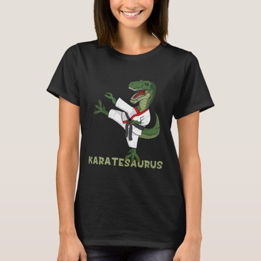Funny Karate Dinosaur Karatesaurus T-rex Graphic K Tシャツ (正面)