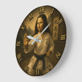 Funny Karate Mona Lisa Martial Arts Sensei gift ラージ壁時計 (傾斜)