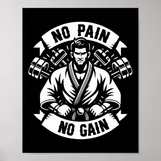 Funny Karate Quotes No Pain No Gain Funny Karate M ポスター (正面)
