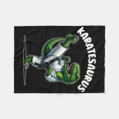 Funny Karatesaurus Dinosaur T Rex In Karate Gi Bla フリースブランケット (正面(横))