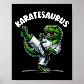 Funny Karatesaurus Dinosaur T Rex In Karate Gi Bla ポスター (正面)