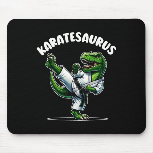 Funny Karatesaurus Dinosaur T Rex In Karate Gi Bla マウスパッド (正面)