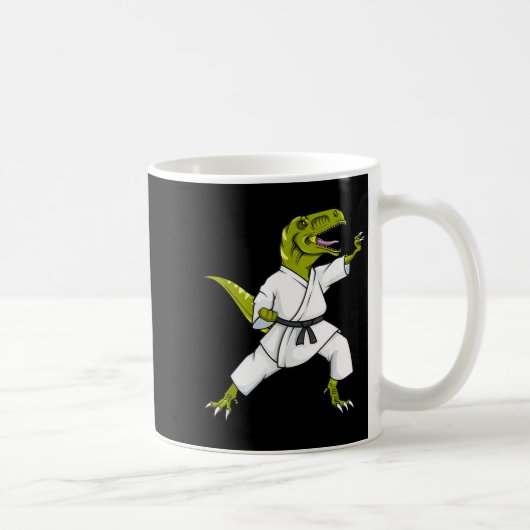 Funny Karatesaurus T-rex Dinosaur Karate Samurai D コーヒーマグカップ (右)