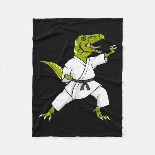 Funny Karatesaurus T-rex Dinosaur Karate Samurai D フリースブランケット (正面)