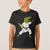 Funny Karatesaurus T-rex Dinosaur Karate Samurai D Tシャツ (正面)