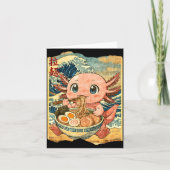 Funny Kawaii Axolotl Ramen Noodle Bowl Japanese Wa カード (正面)