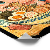 Funny Kawaii Axolotl Ramen Noodle Bowl Japanese Wa ポスター (角)