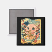 Funny Kawaii Axolotl Ramen Noodle Bowl Japanese Wa マグネット (正面/裏面)