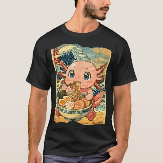 Funny Kawaii Axolotl Ramen Noodle Bowl Japanese Wa Tシャツ (正面)