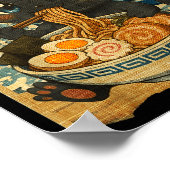 Funny Kawaii Black Cat Ramen Noodle Bowl Japanese  ポスター (角)