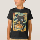 Funny Kawaii Black Cat Ramen Noodle Bowl Japanese Tシャツ (正面)