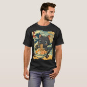Funny Kawaii Black Cat Ramen Noodle Bowl Japanese  Tシャツ (正面フル)
