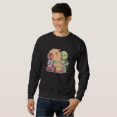 Funny Kawaii Capybara Turtle Boba Tea Cute Men Wom スウェットシャツ (正面フル)