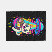 Funny Kawaii Cat Ramen Ufo Japanese Anime Women Gi フリースブランケット (正面(横))