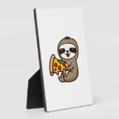 Funny Kawaii Chibi Sloth with Pizza � Cute Cartoon フォトプラーク (側面)