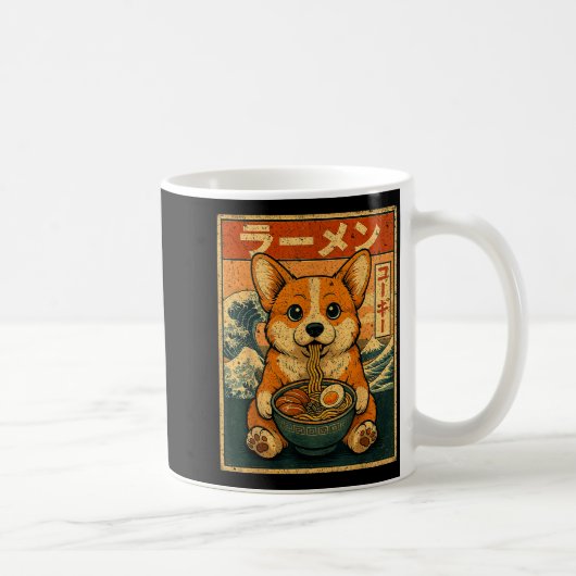 Funny Kawaii Ramen Corgi Japanese Noodles Corgi Ea コーヒーマグカップ (右)