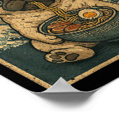 Funny Kawaii Ramen Pug Japanese Noodles Pug Eating ポスター (角)