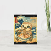 Funny Kawaii Sloth Ramen Noodle Bowl Japanese Wave カード (正面)