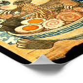 Funny Kawaii Sloth Ramen Noodle Bowl Japanese Wave ポスター (角)