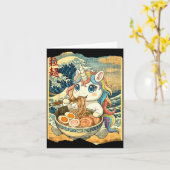 Funny Kawaii Unicorn Ramen Noodle Bowl Japanese Wa カード (黄色い花)