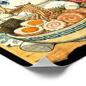 Funny Kawaii Unicorn Ramen Noodle Bowl Japanese Wa ポスター (角)