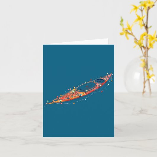 Funny Kayak Christmas Graphics Lights Lover Kayaki カード (黄色い花)