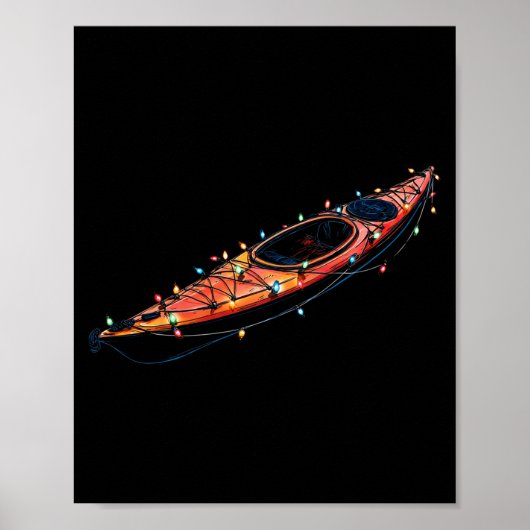 Funny Kayak Christmas Graphics Lights Lover Kayaki ポスター (正面)