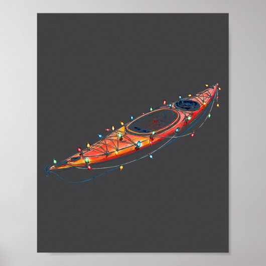 Funny Kayak Christmas Graphics Lights Lover Kayaki ポスター (正面)