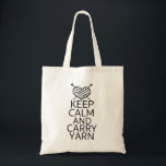 Funny Keep Calm and Carry Yarn Knitting トートバッグ<br><div class="desc">Keep Calm and Carry Yarn... and you will do just that with your handy tote bag. Funny and unusual motto with the familiar typography, this is a unique twist on the Keep Calm text on a practical & useful reusable tote for sewing, knitting.</div>