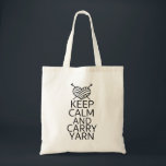 Funny Keep Calm and Carry Yarn Knitting トートバッグ<br><div class="desc">Keep Calm and Carry Yarn...  and you will do just that with your handy tote bag. Funny and unusual motto with the familiar typography,  this is a unique twist on the Keep Calm text on a practical & useful reusable tote for sewing,  knitting.</div>