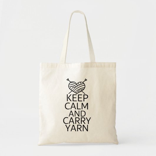 Funny Keep Calm and Carry Yarn Knitting トートバッグ (正面)