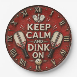 Funny Keep Calm and Dink On | Rustic Pickleball ペーパープレート
