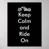 Funny Keep Calm and Ride On Motorcycle ポスター (正面)
