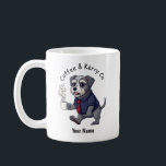 Funny Kerry Blue Terrier Dog Business Suit Coffee  コーヒーマグカップ<br><div class="desc">Celebrate your love of dogs and your sense of humor with this unique cartoon-style mug featuring your favorite canine companion. This design tells the story of a "working dog" in a distinctive way, showcasing a stylish puppy ready to start his day with a bow tie and a hot cup of...</div>