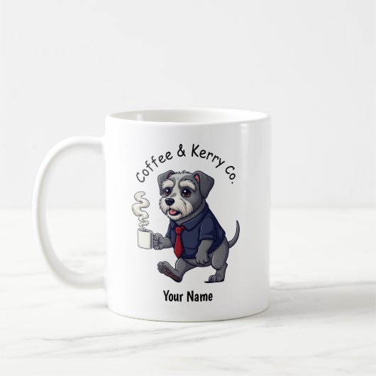 Funny Kerry Blue Terrier Dog Business Suit Coffee  コーヒーマグカップ (左)