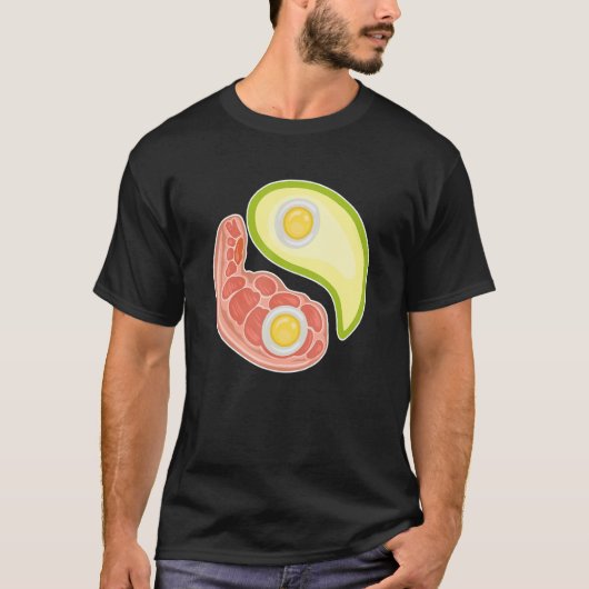 Funny Keto Diet Meat Eggs Avocado Ying Yang Zen Sy Tシャツ (正面)