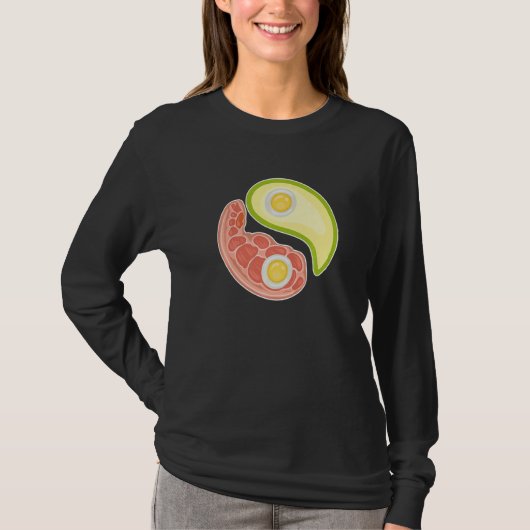 Funny Keto Diet Meat Eggs Avocado Ying Yang Zen Sy Tシャツ (正面)