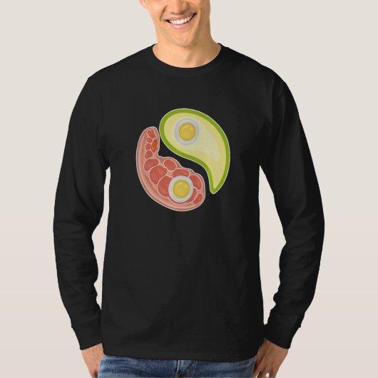 Funny Keto Diet Meat Eggs Avocado Ying Yang Zen Sy Tシャツ (正面)
