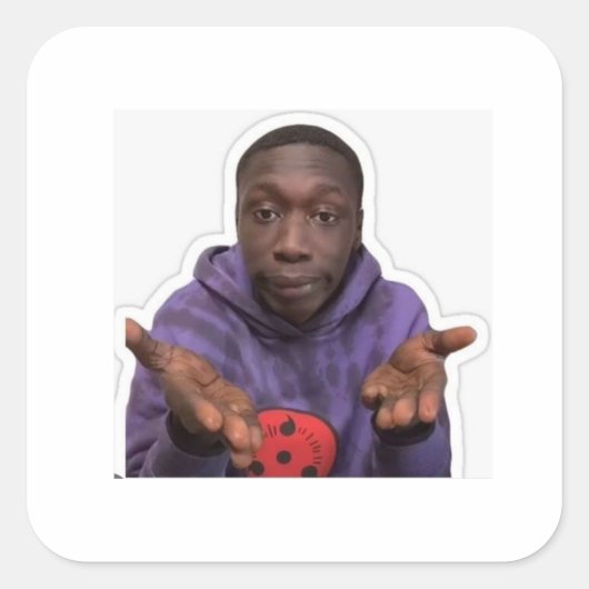 Funny Khaby Meme Vinyl Sticker スクエアシール (正面)