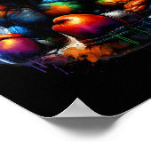 Funny Kickboxing Or Boxing Boxer Dog Paint Splash  ポスター (角)