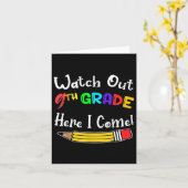 Funny Kids Back To School Watch Out 9th Grade Here カード (黄色い花)