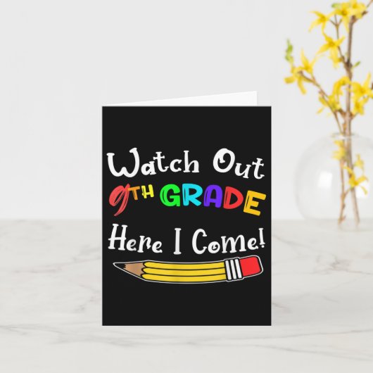 Funny Kids Back To School Watch Out 9th Grade Here カード (黄色い花)
