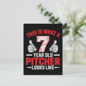 Funny kids baseball pitcher typography design シーズンポストカード (スタンド正面)