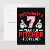 Funny kids baseball pitcher typography design シーズンポストカード (正面/裏面)